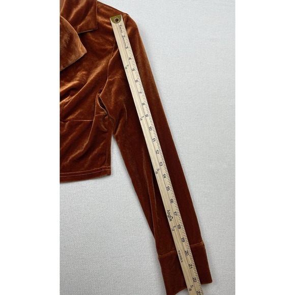 New Cider Velvet Lace Up Women's Crop Top Rust Small BOHO Romantic Pullover NWT - Picture 8 of 13